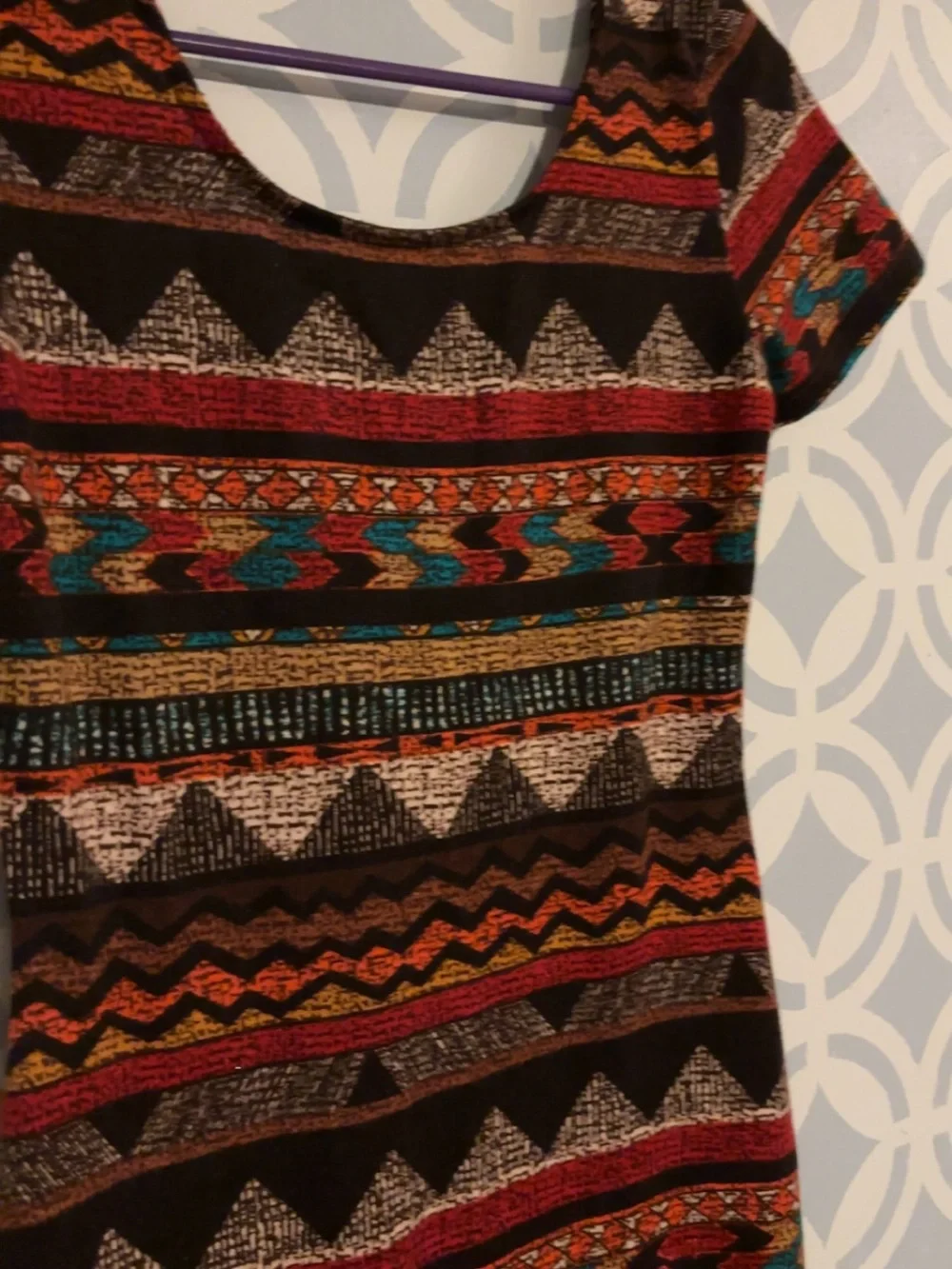 Multicolor Tribal Print Bodycon Dress - Women